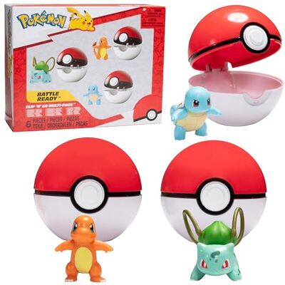 Jazwares Pacote de 3 figuras de Pokémon Clip 'N' Go: Charmander, Bubasaur e Squirtle com Pokeballs. Produto com licença oficial. Presente para crianças. Jazwares Pacote de 3 figuras de Pokémon Clip 'N' Go: Charmander, Bubasaur e Squirtle com Pokeballs. Produto com licença oficial. Presente para crianças.
