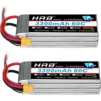HRB POWER HRB 2 unidades 6S 22,2 V 3300 mAh 60C bateria Lipo com XT60 Plug para RC helicóptero avião carro barco barco HRB POWER HRB 2 unidades 6S 22,2 V 3300 mAh 60C bateria Lipo com XT60 Plug para RC helicóptero avião carro barco barco