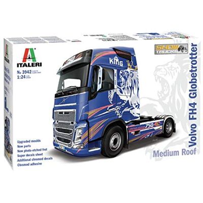 Italeri 1:24 Volvo FH4 Globetrotter/Medium Roof, réplica fiel ao original, maquetes, artesanato, passatempo, colar, kit de construção de plástico, montagem, multicolorido Italeri 1:24 Volvo FH4 Globetrotter/Medium Roof, réplica fiel ao original, maquetes, artesanato, passatempo, colar, kit de construção de plástico, montagem, multicolorido