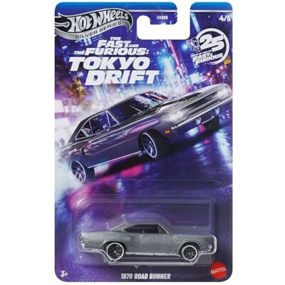 Hot Wheels Tokyo Drift Auto 1970 Road Runner Modelo em escala 1:64, comprimento 7 cm, Hot Wheels Tokyo Drift Auto 1970 Road Runner Modelo em escala 1:64, comprimento 7 cm,