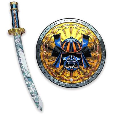Liontouch Conjunto de Samurai Katana e escudo para crianças 3 anos brinquedo de espuma segura estilo japonês médio armas de brinquedo seguras para pequenos para se vestir e fatos de ninja Liontouch Conjunto de Samurai Katana e escudo para crianças 3 anos brinquedo de espuma segura estilo japonês médio armas de brinquedo seguras para pequenos para se vestir e fatos de ninja