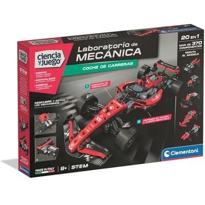 Clementoni Mecânica Carro de Corrida Laboratório de mecânica Ultrarrápido Kit com mais de 370 peças com mecanismos de engrenagens e cremalheira e direção A partir dos 8 anos Clementoni Mecânica Carro de Corrida Laboratório de mecânica Ultrarrápido Kit com mais de 370 peças com mecanismos de engrenagens e cremalheira e direção A partir dos 8 anos