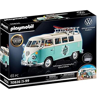 Playmobil Volkswagen T1 Camping Bus como Carrinha Surfera azul clara, edição especial para fãs e colecionadores, 5-99 anos Playmobil Volkswagen T1 Camping Bus como Carrinha Surfera azul clara, edição especial para fãs e colecionadores, 5-99 anos