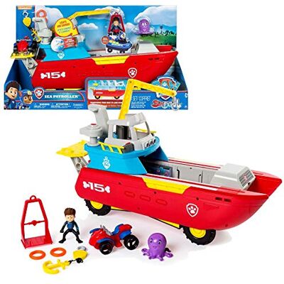 Paw Patrol Sea Patroller Transforming veículos com luz e som, padrão Canina Paw Patrol Sea Patroller Transforming veículos com luz e som, padrão Canina