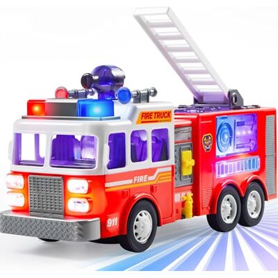 JOYIN Camião de bombeiros LED de brinquedo para crianças de 3 4 5 anos, projeção LED e sereias, com interruptor de modo e controlo de volume, ambulância brinquedo, camiões de brinquedo para meninos e meninas JOYIN Camião de bombeiros LED de brinquedo para crianças de 3 4 5 anos, projeção LED e sereias, com interruptor de modo e controlo de volume, ambulância brinquedo, camiões de brinquedo para meninos e meninas