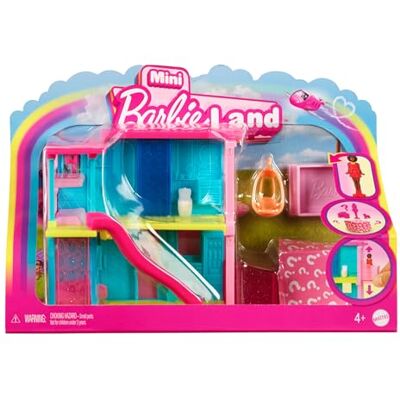 Barbie Mini land casa de bonecas de dois andares para mini figuras com boneca pequena afro-americana e acessórios surpresa, brinquedo + 4 anos () Barbie Mini land casa de bonecas de dois andares para mini figuras com boneca pequena afro-americana e acessórios surpresa, brinquedo + 4 anos ()