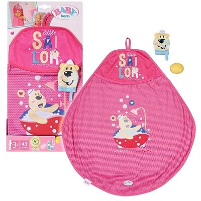 Baby born Conjunto de toalhas com capuz de 43 cm, para crianças a partir dos 3 anos, fácil utilização para mãos pequenas, inclui toalha e sabão de brinquedo Baby born Conjunto de toalhas com capuz de 43 cm, para crianças a partir dos 3 anos, fácil utilização para mãos pequenas, inclui toalha e sabão de brinquedo