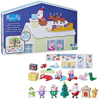 Peppa Pig Peppas calendário de advento com 24 brinquedos surpresa e autocolantes, brinquedo para crianças Peppa Pig Peppas calendário de advento com 24 brinquedos surpresa e autocolantes, brinquedo para crianças