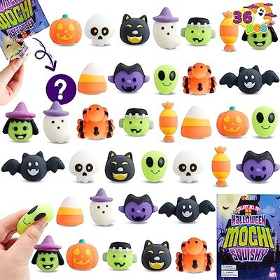 JOYIN 36 peças Mochi Squishy em sacos cegos com 12 personagens de Halloween para aliviar o stress, saco surpresa para crianças, presentes de festa, enchimentos de golosina JOYIN 36 peças Mochi Squishy em sacos cegos com 12 personagens de Halloween para aliviar o stress, saco surpresa para crianças, presentes de festa, enchimentos de golosina