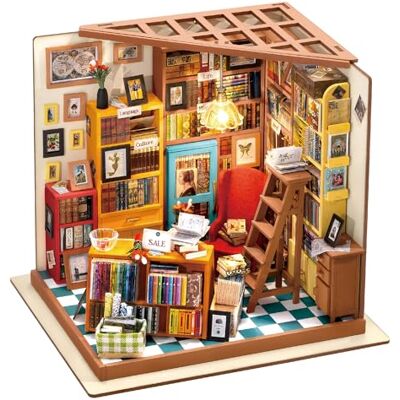 Rolife Kit de Casa de Bonecas Miniatura DIY, Biblioteca de Madeira, Modelo de Casa para Adultos, Presentes para Adultos (Estudo de Sam) Rolife Kit de Casa de Bonecas Miniatura DIY, Biblioteca de Madeira, Modelo de Casa para Adultos, Presentes para Adultos (Estudo de Sam)