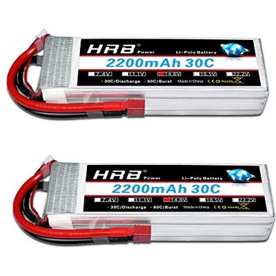 HRB POWER HRB 4S 14,8 V LiPo bateria 2200 mAh 30C RC Lipo bateria com Deans T tomada para RC avião helicóptero Quadcopter veículo barco (2 pacotes) HRB POWER HRB 4S 14,8 V LiPo bateria 2200 mAh 30C RC Lipo bateria com Deans T tomada para RC avião helicóptero Quadcopter veículo barco (2 pacotes)