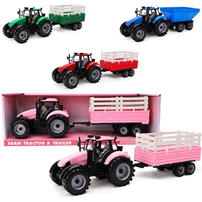 Toyland ® Trator agrícola com fricção Rosa e Reboque Brinquedos de Fazenda para Meninos Toyland ® Trator agrícola com fricção Rosa e Reboque Brinquedos de Fazenda para Meninos
