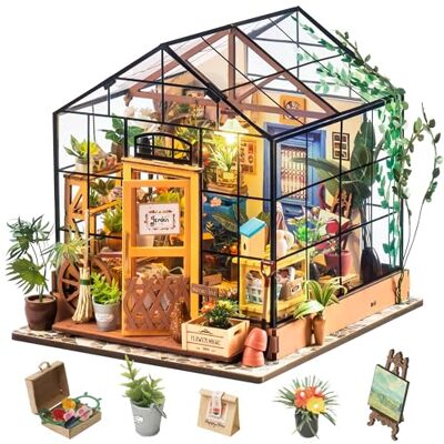 Rolife DIY Casa em miniatura para adultos casa de flores de Cathy kits de construção de modelos de casas de bonecas para adultos presentes de aniversário para mulheres e meninas Rolife DIY Casa em miniatura para adultos casa de flores de Cathy kits de construção de modelos de casas de bonecas para adultos presentes de aniversário para mulheres e meninas