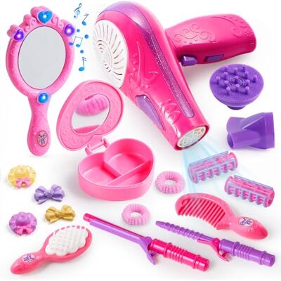 JOYIN Bonita boneca de salão de moda de beleza para meninas com secador de cabelo de brinquedo, espelho e outros acessórios presente de princesa para meninas JOYIN Bonita boneca de salão de moda de beleza para meninas com secador de cabelo de brinquedo, espelho e outros acessórios presente de princesa para meninas