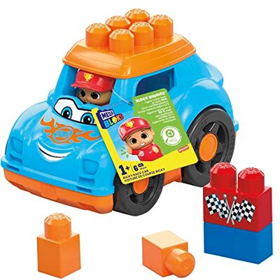 Mega Brands Hot Wheels Mega Bloks Ricky carro de corrida veículo de brinquedo com boneco e blocos de construção, + 1 ano Mega Brands Hot Wheels Mega Bloks Ricky carro de corrida veículo de brinquedo com boneco e blocos de construção, + 1 ano