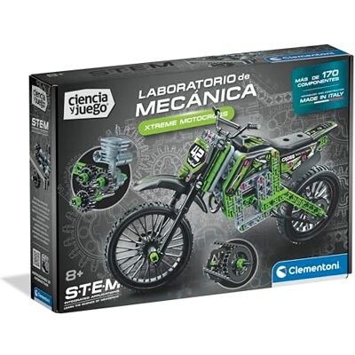 Clementoni Ciência e jogo, laboratório de mecânica: Xtreme Motocross, kit de construção Stem, mais de 170 componentes, idade 8, fabricado na Itália, Clementoni Ciência e jogo, laboratório de mecânica: Xtreme Motocross, kit de construção Stem, mais de 170 componentes, idade 8, fabricado na Itália,