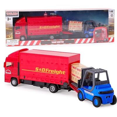 Toyland ® 15 cm (6") Conjunto de veículos Load & Go Man camião de carga com empilhadeiras e palete camião de transporte de brinquedo 1:48 balança com construção de metal e plástico Toyland ® 15 cm (6") Conjunto de veículos Load & Go Man camião de carga com empilhadeiras e palete camião de transporte de brinquedo 1:48 balança com construção de metal e plástico
