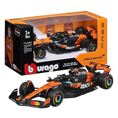 Bburago McLaren F1 MCL39 2025#81 Piastri, Diecast de carro em escala 1:43 com detalhes autênticos, réplica F1 McLaren, cor papaia/preto, licença oficial, idade recomendada 3+ anos Bburago McLaren F1 MCL39 2025#81 Piastri, Diecast de carro em escala 1:43 com detalhes autênticos, réplica F1 McLaren, cor papaia/preto, licença oficial, idade recomendada 3+ anos