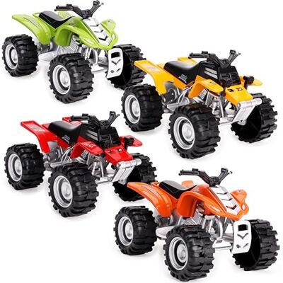 Toyland Bicicleta quádrupla de fricção fundida a pressão de 11 cm cores e desenhos sortidos 1 escolhido aleatoriamente brinquedos para crianças Toyland Bicicleta quádrupla de fricção fundida a pressão de 11 cm cores e desenhos sortidos 1 escolhido aleatoriamente brinquedos para crianças