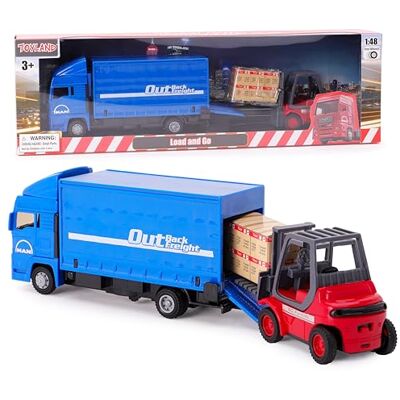 Toyland ® 15 cm (6") Conjunto de veículos Load & Go Man camião de carga com empilhadeiras e palete camião de transporte de brinquedo 1:48 balança com construção de metal e plástico Toyland ® 15 cm (6") Conjunto de veículos Load & Go Man camião de carga com empilhadeiras e palete camião de transporte de brinquedo 1:48 balança com construção de metal e plástico