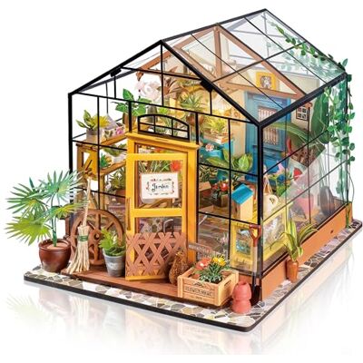 ROBOTIME Bonecas de Madeira Modelo Kits de Renovação de Móveis Kit de Construção Woodcraft Green House Bricolage Brinquedos Educativos, Mini Casa em Miniatura Diorama Feita à Mão (Garden House) ROBOTIME Bonecas de Madeira Modelo Kits de Renovação de Móveis Kit de Construção Woodcraft Green House Bricolage Brinquedos Educativos, Mini Casa em Miniatura Diorama Feita à Mão (Garden House)