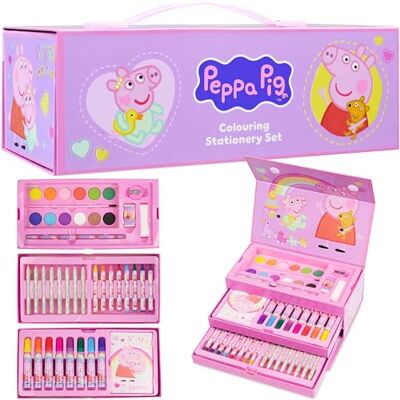 Peppa Pig Conjunto de Arte para Meninas, Lápis de Desenho e Colorir Conjunto de Papelaria, Desenho Crianças Viagens Pré-escolares, 30 Mais Peças, Presentes para Meninas Peppa Pig Conjunto de Arte para Meninas, Lápis de Desenho e Colorir Conjunto de Papelaria, Desenho Crianças Viagens Pré-escolares, 30 Mais Peças, Presentes para Meninas