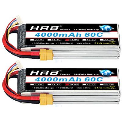 HRB POWER HRB 2 unidades 4S 14,8 V 4000 mAh 60C bateria Lipo com XT60 Plug para RC helicóptero avião carro barco barco HRB POWER HRB 2 unidades 4S 14,8 V 4000 mAh 60C bateria Lipo com XT60 Plug para RC helicóptero avião carro barco barco