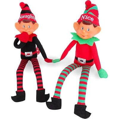 Toyland ® Elves with Attitude Pacote duplo de peluche de Elfo 35 cm (14 polegadas) Elfos travessos e agradáveis A dupla festiva definitiva Face de vinil ousada e mãos coladas Toyland ® Elves with Attitude Pacote duplo de peluche de Elfo 35 cm (14 polegadas) Elfos travessos e agradáveis A dupla festiva definitiva Face de vinil ousada e mãos coladas