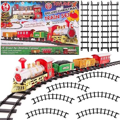 Toyland ® Conjunto de comboio de Natal de 14 peças com som e luz realistas com pilhas trilho de 330 cm brinquedos de Natal Toyland ® Conjunto de comboio de Natal de 14 peças com som e luz realistas com pilhas trilho de 330 cm brinquedos de Natal
