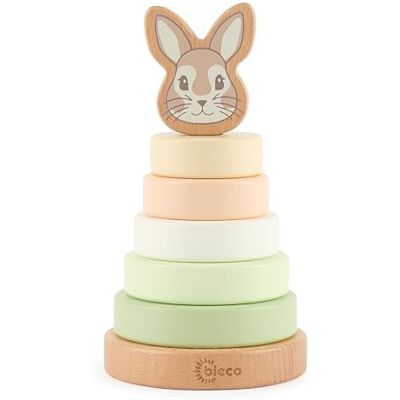 BIECO Hase Fine torre de pilar bebé de madeira FSC® 19 cm conjunto de renda a partir de 1 ano 7 peças mistura verde 10 x 10 x 18,5 cm BIECO Hase Fine torre de pilar bebé de madeira FSC® 19 cm conjunto de renda a partir de 1 ano 7 peças mistura verde 10 x 10 x 18,5 cm