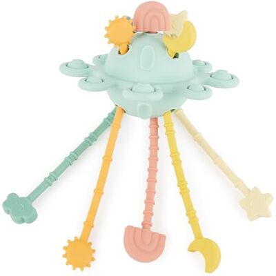 BIECO Brinquedo de silicone para bebé de 1 ano de brinquedo para motoras de UFO de silicone, com cordão de puxão, a partir de 1 brinquedo Montessori, brinquedo sensorial para bebé BIECO Brinquedo de silicone para bebé de 1 ano de brinquedo para motoras de UFO de silicone, com cordão de puxão, a partir de 1 brinquedo Montessori, brinquedo sensorial para bebé