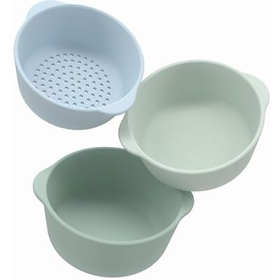 Inspire My Play 3 tigelas empilháveis verdes de silicone com peneira para água e areia Tigelas para jogo sensorial acessórios sensoriais e jogos de água, desde 10 meses, acessórios Tuff Tray Inspire My Play 3 tigelas empilháveis verdes de silicone com peneira para água e areia Tigelas para jogo sensorial acessórios sensoriais e jogos de água, desde 10 meses, acessórios Tuff Tray