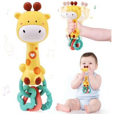JoyPlus Brinquedos Bebês 6-12 Meses, Brinquedos Musicais Sonajeros para Bebês, Girafa Musical Brinquedo Sensorial Bebê com Mordedor e Lamparina, Presentes Bebês Recém-Nascidos Originais 0 6 12 18 JoyPlus Brinquedos Bebês 6-12 Meses, Brinquedos Musicais Sonajeros para Bebês, Girafa Musical Brinquedo Sensorial Bebê com Mordedor e Lamparina, Presentes Bebês Recém-Nascidos Originais 0 6 12 18