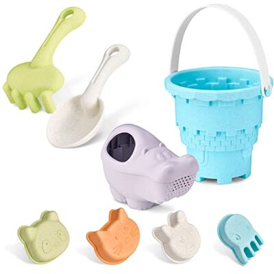 Balinco Sandkasten Brinquedos orgânicos para a praia para crianças/bebés, conjunto de brinquedos de areia de 8 peças: balde de areia de areia, regador, ancinho, resistente e duradouro, plástico orgânico Balinco Sandkasten Brinquedos orgânicos para a praia para crianças/bebés, conjunto de brinquedos de areia de 8 peças: balde de areia de areia, regador, ancinho, resistente e duradouro, plástico orgânico