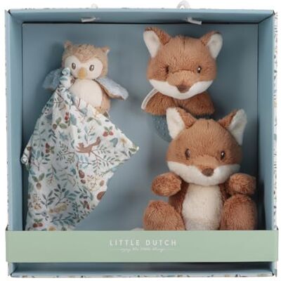 Little Dutch Conjunto de presente de 3 peças (peluche, chocalho e musselina com peluche) para o nascimento de bebé é um presente perfeito (Forest Friends) Little Dutch Conjunto de presente de 3 peças (peluche, chocalho e musselina com peluche) para o nascimento de bebé é um presente perfeito (Forest Friends)