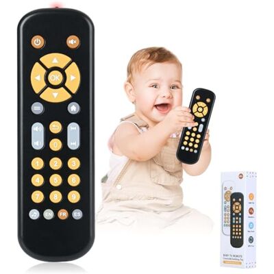 Bambebe Brinquedo de controlo remoto de TV para bebés com luz e som, brinquedos musicais para crianças, brinquedos com som sensorial, presentes de educação precoce para meninos e meninas 6 meses Bambebe Brinquedo de controlo remoto de TV para bebés com luz e som, brinquedos musicais para crianças, brinquedos com som sensorial, presentes de educação precoce para meninos e meninas 6 meses