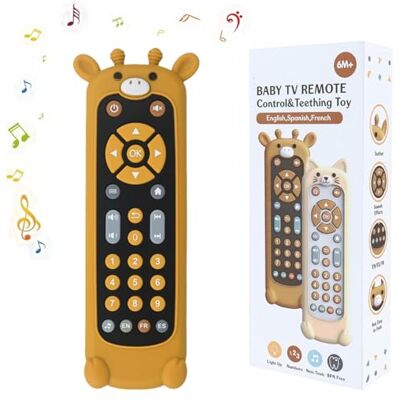 JoyJoyful Brinquedos musicais bebés 6-12 meses, 3 idiomas brinquedos comando TV crianças 1 ano com espanhol / inglês / francês, brinquedo aprender a falar meninas meninos, presente bebé músicas som luzes (girafa preta) JoyJoyful Brinquedos musicais bebés 6-12 meses, 3 idiomas brinquedos comando TV crianças 1 ano com espanhol / inglês / francês, brinquedo aprender a falar meninas meninos, presente bebé músicas som luzes (girafa preta)