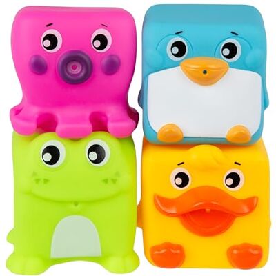 Playgro Grip and Stack Cubes – Blocos lisos para empilhar e morder, cores vivas, texturas sensoriais e animais divertidos Playgro Grip and Stack Cubes – Blocos lisos para empilhar e morder, cores vivas, texturas sensoriais e animais divertidos