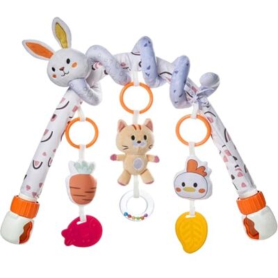 TUMAMA KIDS Brinquedo de bebé para rede, 2 em 1 conjunto de brinquedos de arco e espiral, brinquedos bebé 0 3 6 9 meses com chocalho pendente coelho TUMAMA KIDS Brinquedo de bebé para rede, 2 em 1 conjunto de brinquedos de arco e espiral, brinquedos bebé 0 3 6 9 meses com chocalho pendente coelho