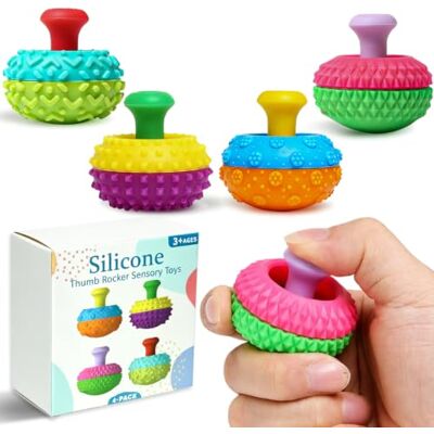 LEADSTAR Brinquedos anti-stress silicone Thumb Rocker, 4 unidades brinquedos sensoriais para autismo, TDAH, ansiedade, texturas divertidas, brinquedo Fidget de mesa elástico para crianças e adultos LEADSTAR Brinquedos anti-stress silicone Thumb Rocker, 4 unidades brinquedos sensoriais para autismo, TDAH, ansiedade, texturas divertidas, brinquedo Fidget de mesa elástico para crianças e adultos