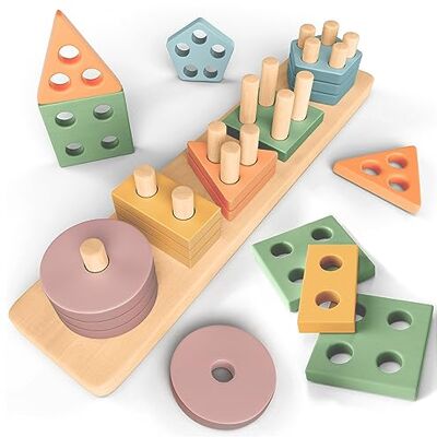 Sweety Fox Brinquedos Montessori de empilhamento e de seleção 1 2 3 anos brinquedo para atividades e desenvolvimento de madeira cores pastel jogo Montessori para os mais pequenos 1 ano Montessori Sweety Fox Brinquedos Montessori de empilhamento e de seleção 1 2 3 anos brinquedo para atividades e desenvolvimento de madeira cores pastel jogo Montessori para os mais pequenos 1 ano Montessori