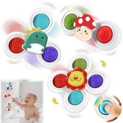 Tapvai 3 peças Spinner bebé com ventosa brinquedos casa de banho bebé com fio Juguetes Sensoriales Giratorios Educativos, Fidget Spinner para Niños y Niñas Bebés para Mesa, Baño, Regalos Tapvai 3 peças Spinner bebé com ventosa brinquedos casa de banho bebé com fio Juguetes Sensoriales Giratorios Educativos, Fidget Spinner para Niños y Niñas Bebés para Mesa, Baño, Regalos
