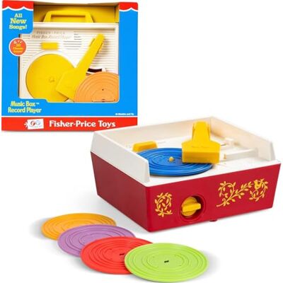 Basic Fun Fisher Price Clássicos 1697 Gira-discos Estilo Caixa de Música, Brinquedo Musical para Bebés; Brinquedo Interativo com 10 Canções, Brinquedo de Aprendizagem; para Idades a Partir dos 18 Meses Basic Fun Fisher Price Clássicos 1697 Gira-discos Estilo Caixa de Música, Brinquedo Musical para Bebés; Brinquedo Interativo com 10 Canções, Brinquedo de Aprendizagem; para Idades a Partir dos 18 Meses