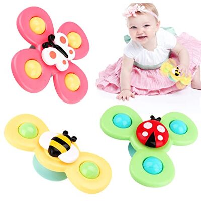 talifoca Brinquedos de banho para bebé, 3 peças brinquedos giratórios com ventosa, chocalho de banho para bebé, brinquedo sensorial para bebé com sino, para crianças com mais de 18 meses talifoca Brinquedos de banho para bebé, 3 peças brinquedos giratórios com ventosa, chocalho de banho para bebé, brinquedo sensorial para bebé com sino, para crianças com mais de 18 meses