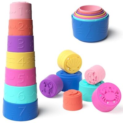 Loyzico 9 Peças de Blocos de Construção Apilables para Bebês de 6-12 Meses, Brinquedos para Construir para o Desenvolvimento Educativo Precoce, Torre de Acumular com Números, Padrões, Brinquedo Educativo Loyzico 9 Peças de Blocos de Construção Apilables para Bebês de 6-12 Meses, Brinquedos para Construir para o Desenvolvimento Educativo Precoce, Torre de Acumular com Números, Padrões, Brinquedo Educativo