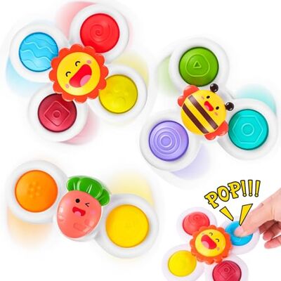 Muyohix Brinquedos com ventosa para bebé, 3 peças, design de bebé com ventosa, brinquedos de banho, sem BPA, brinquedo de despertar e sentido, educativos para 10 meses e mais Muyohix Brinquedos com ventosa para bebé, 3 peças, design de bebé com ventosa, brinquedos de banho, sem BPA, brinquedo de despertar e sentido, educativos para 10 meses e mais