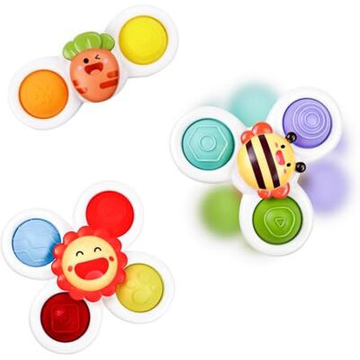 Dyaucwpo 3 peças brinquedos de banho para bebé 1 ano Spinner giratório com ventosa, chocalho e jogos sensoriais para cadeira alta Spinner Bebe Ventosa, Juegos Sonajero Giratorio con Ventosa, Juguetes con Ventosa para Trona, Juguetes Sensoriales Bebés Dyaucwpo 3 peças brinquedos de banho para bebé 1 ano Spinner giratório com ventosa, chocalho e jogos sensoriais para cadeira alta Spinner Bebe Ventosa, Juegos Sonajero Giratorio con Ventosa, Juguetes con Ventosa para Trona, Juguetes Sensoriales Bebés