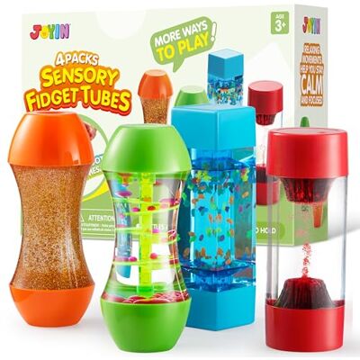 JOYIN 4 tubos anti-stress, brinquedos sensoriais de descompressão intelectual, gotas coloridas e forma confortável, recursos de aprendizagem emocional para crianças para concentrar-se e acalmar 3 JOYIN 4 tubos anti-stress, brinquedos sensoriais de descompressão intelectual, gotas coloridas e forma confortável, recursos de aprendizagem emocional para crianças para concentrar-se e acalmar 3