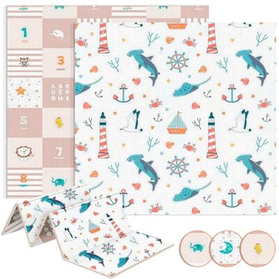JUPPLIES Tapete de bebé acolchoado dobrável 200x180cm e 1cm de espessura Tapete de atividades para bebé dobrável Tapete infantil para jogos reversível e antiderrapante (Oceano) JUPPLIES Tapete de bebé acolchoado dobrável 200x180cm e 1cm de espessura Tapete de atividades para bebé dobrável Tapete infantil para jogos reversível e antiderrapante (Oceano)