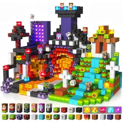 Annexfun Blocos de construção magnéticos de 150 peças, casa assombrada aventura com vampiro, zombi e fantasmas, blocos de construção magnéticos para crianças a partir dos 6 anos, brinquedos de Annexfun Blocos de construção magnéticos de 150 peças, casa assombrada aventura com vampiro, zombi e fantasmas, blocos de construção magnéticos para crianças a partir dos 6 anos, brinquedos de